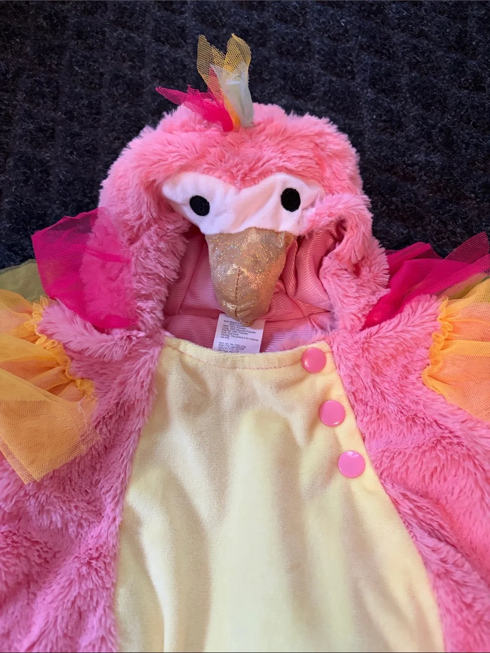 Target Pink Plush Bird Costume With Golden Beak/Tulle Ruffles Size 0-6 Months - Picture 3 of 9